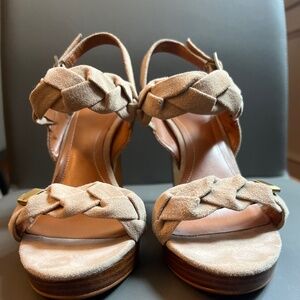 Calvin Klein UCIA suede platform heels (4.5 inch heel) - colour: camel, size 7.5